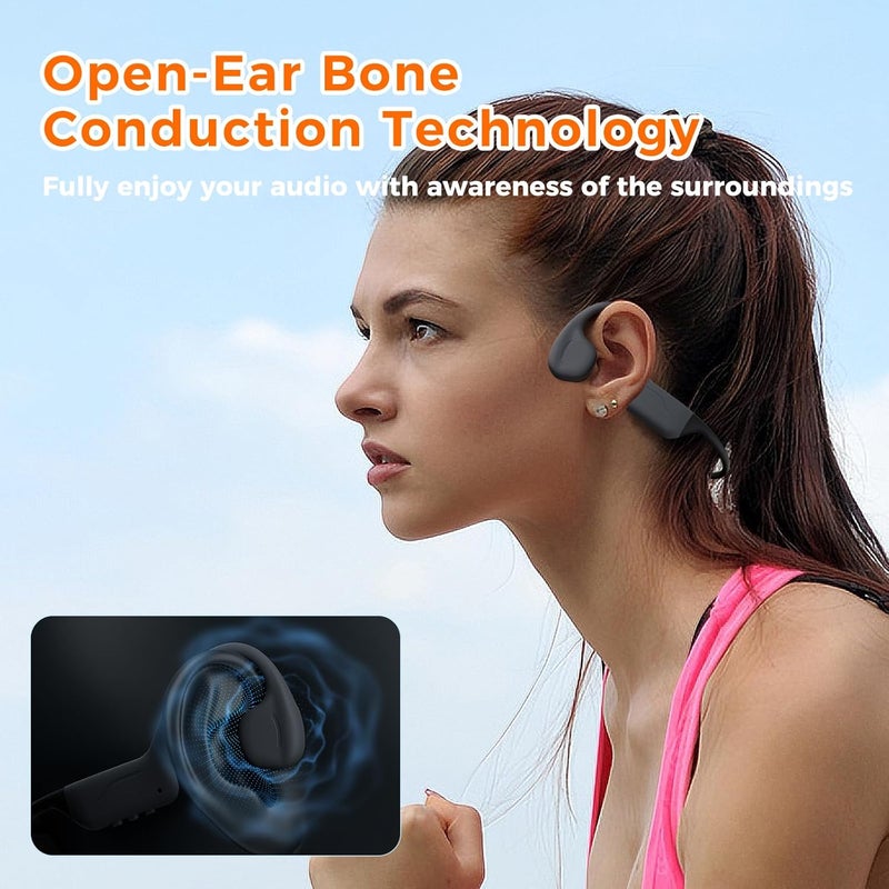 Hostena Full-Coverage Liquid Silicone Swimming Headphones, IP68 Waterproof Underwater Headphones, Bluetooth 6.0&MP3 with 32GB Memory Card, Soft/Skin-Comfortable Open Ear Bone Conduction Swim Earbuds(Black) - Image 5